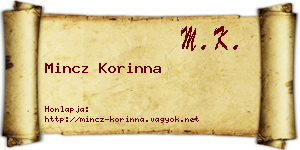Mincz Korinna névjegykártya